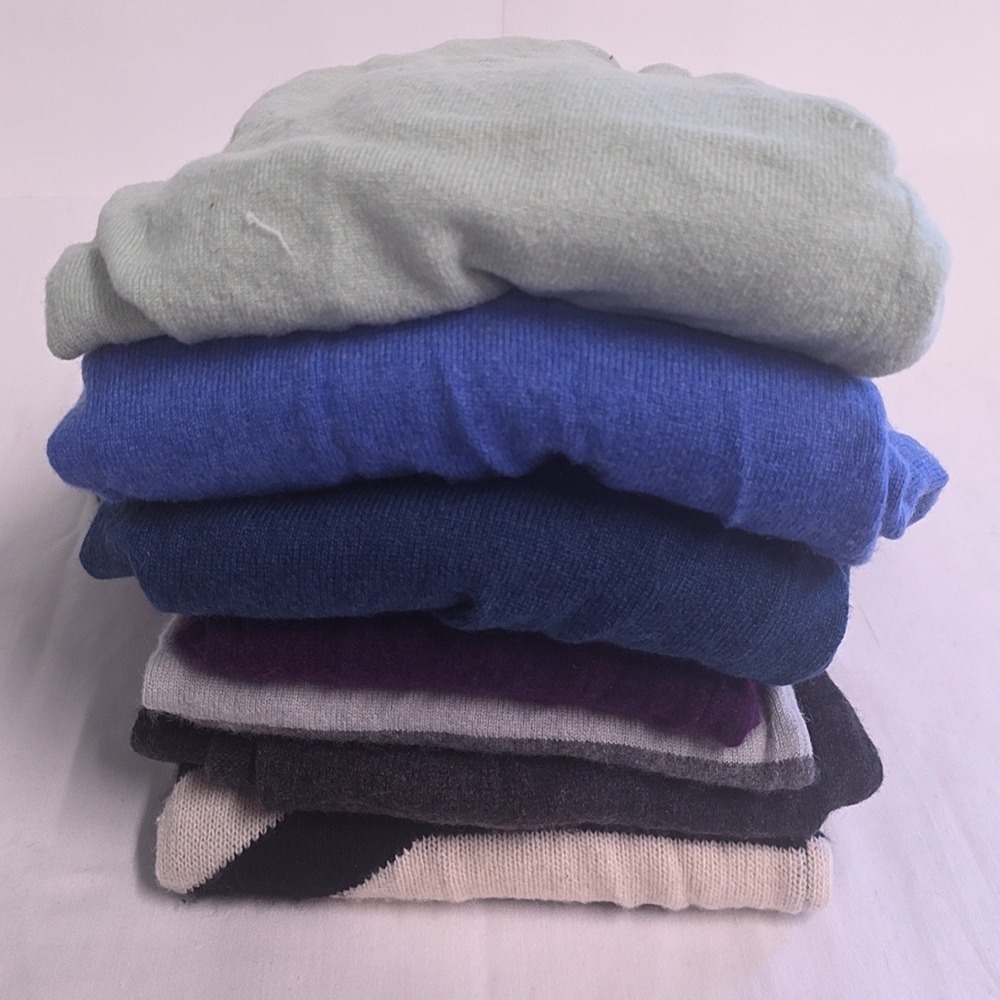 Cashmere Craft Cutter Sweater Lot DIY Upcycle Blue Purple Gray 7pc 2lb 14oz